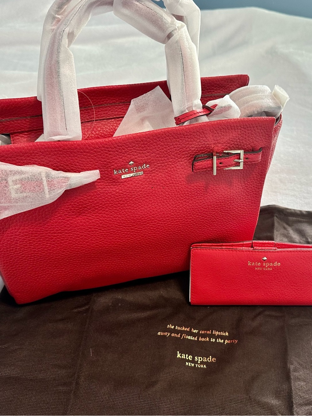 NWT Kate Spade Holden Street Lanie Cherry Tomato Leather Satchel Matching Wallet
